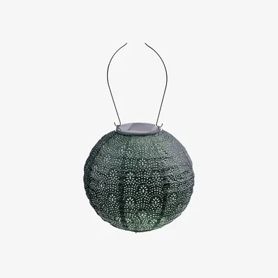 Dunelm Fallen Fruits Round Fan Solar Lantern Green