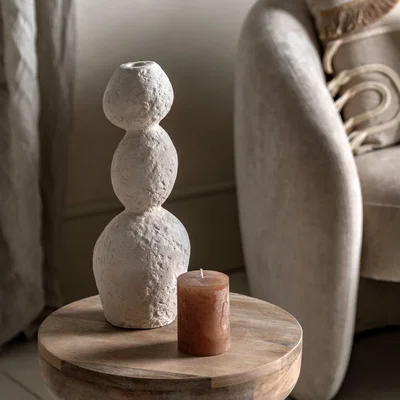 Dunelm Sable Large Pebble Candle Holder Natural