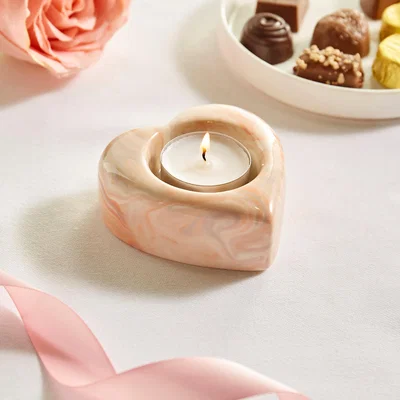 Dunelm Marble Effect Heart Tealight Holder