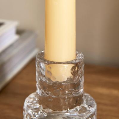 Dunelm Mottled Glass Candlestick Holder Clear