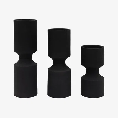 Dunelm Set of 3 Damita Black Candlestick Holders