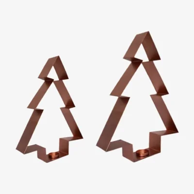 Dunelm Set of 2 Metal Copper Christmas Tree Candle Holders Copper