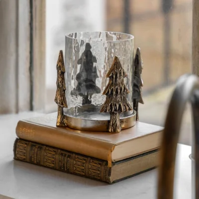 Dunelm Christmas Tree Hurricane Candle Holder