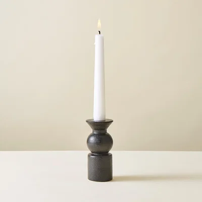 Dunelm Black Ceramic Candlestick Holder