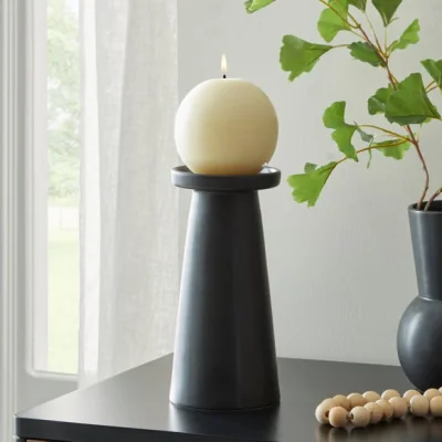 Dunelm Matte Black Candle Holder Black