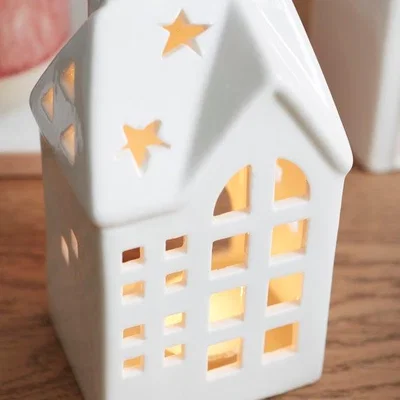Dunelm Townhouse Shaped Ceramic Tealight Holder