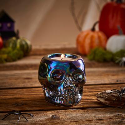 Dunelm Iridescent Skull Tealight Candle Holder