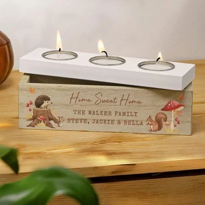 Dunelm Personalised Autumn Triple Tealight Holder