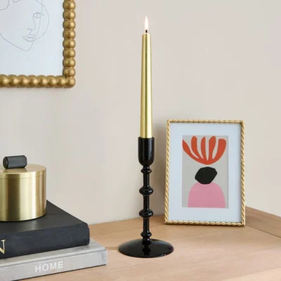 Dunelm Black Glass Candlestick Holder