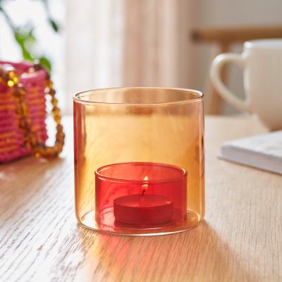 Dunelm Sunbeam Glass Two Tone Tealight Holder