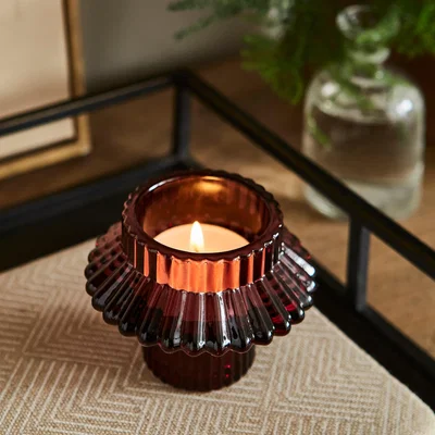 Dunelm Ribbed 2 in 1 Candle Holder Purple