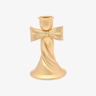 Dunelm Hestia Tall Gold Ribbon Candlestick Holder