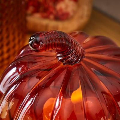 Dunelm Pumpkin Orange Glass Lantern