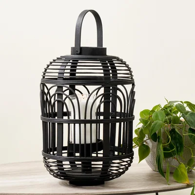 Dunelm Bamboo and Glass Lantern
