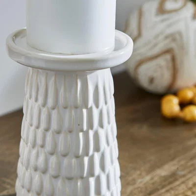 Dunelm Zen Ceramic Pillar Candle Holder White