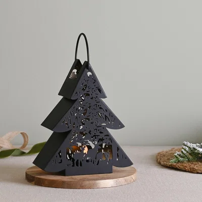 Dunelm Small Black Tree Lantern