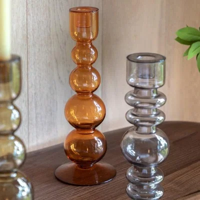 Dunelm Villena Glass Taper Candlestick Holder