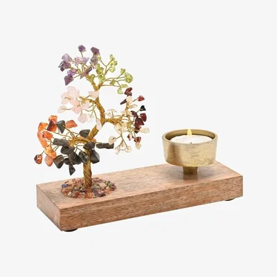 Dunelm Serenity 7 Chakras Gemstone Tree Tealight Holder