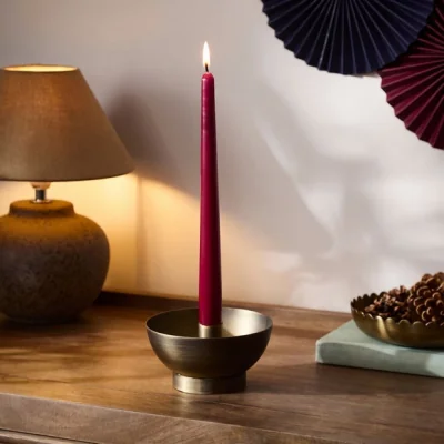 Dunelm Gold Taper Candle Holder
