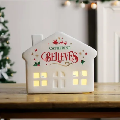 Dunelm Personalised Santa Believes Ceramic LED House