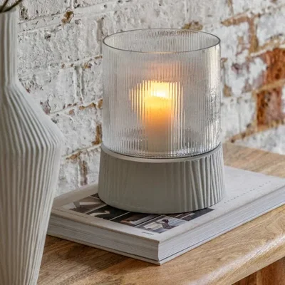 Dunelm Cedar & Sage Zahara Glass Hurricane Candle Holder