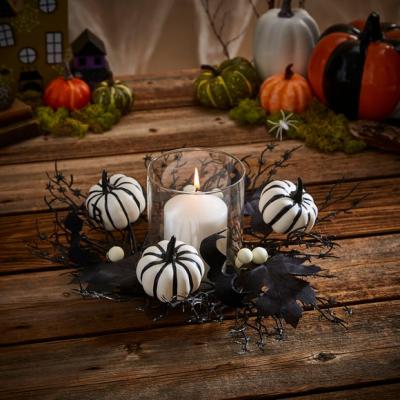 Dunelm Faux Floral and Pumpkin Candle Holder