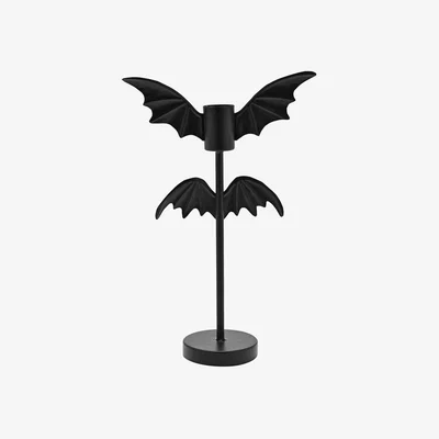 Dunelm Double Bat Wing Candlestick Holder Black