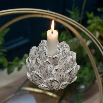 Dunelm Stone Effect Artichoke Candlestick Holder