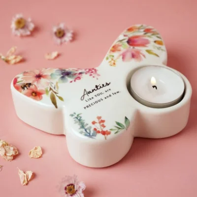 Dunelm The Cottage Garden Floral Butterfly Ceramic Tealight Holder