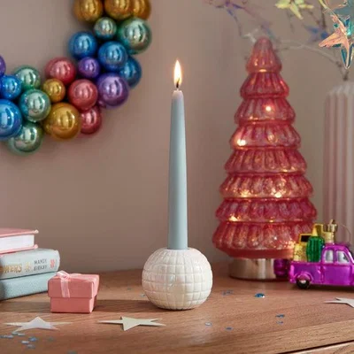 Dunelm Iridescent Disco Ball Candlestick Holder