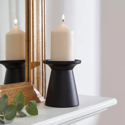 Dunelm Tall Pillar Candle Holder Black