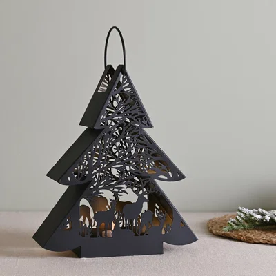 Dunelm Large Black Tree Lantern