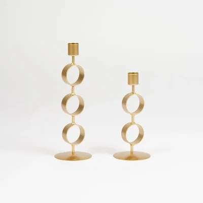 Dunelm Set of 2 Gold Circular Candle Holders