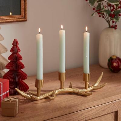 Dunelm Stag Antler Gold Metal Multi Candlestick Holder