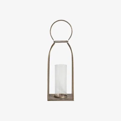 Dunelm Cedar & Sage Alcora Antique Gold Lantern Candle Holder
