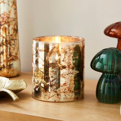 Dunelm Glass Etched Candle Holder Gold