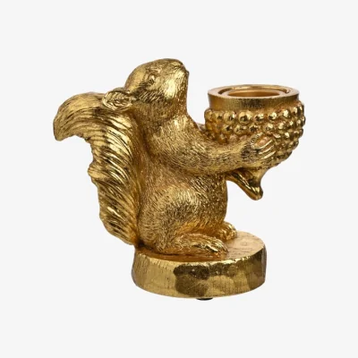 Dunelm Hestia Gold Squirrel Candlestick Holder
