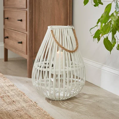 Dunelm Oceanscape Woven White Bamboo Lantern