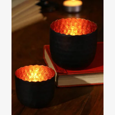 Dibor Large Copper & Black Tealight Holder