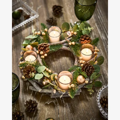 Dibor Eucalyptus Round Candle Holder Centrepiece