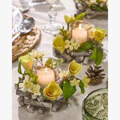 Dibor S/2 Hawthorn Floral Candle Holders