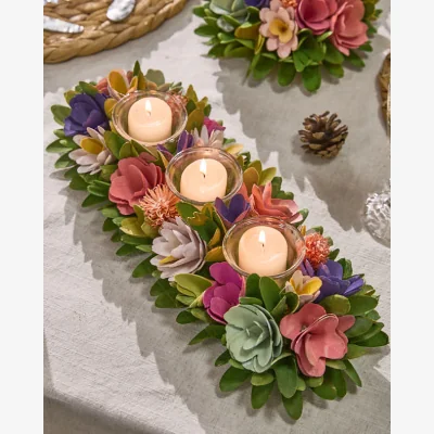 Dibor Camerton Triple Floral Candle Holders