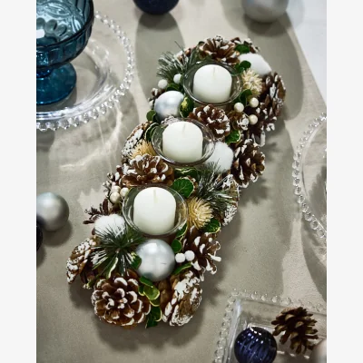 Dibor Snowball Pine Forest Candle Holder