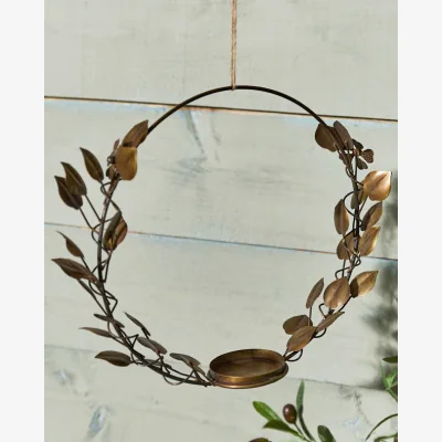 Dibor Antique Brass Circle Candle Holder