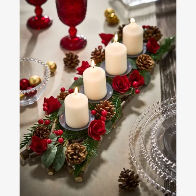 Dibor Christmas Floral Woodland Candlestick Holder