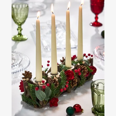 Dibor Christmas Roses Four Dinner Candle Holder