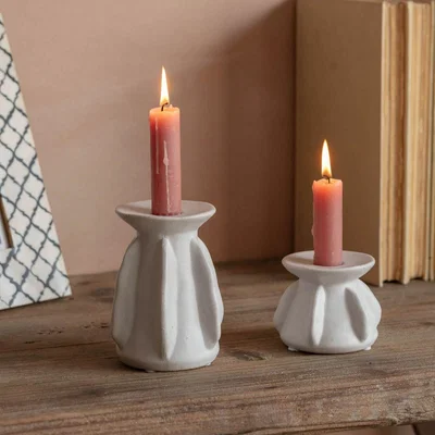 Graham & Green Graham and Green White Rustic Candleholder Small