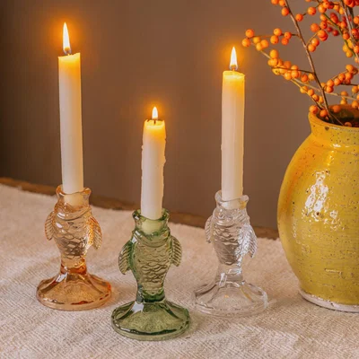 Graham & Green Graham and Green Green Glass Fish Candle Holder