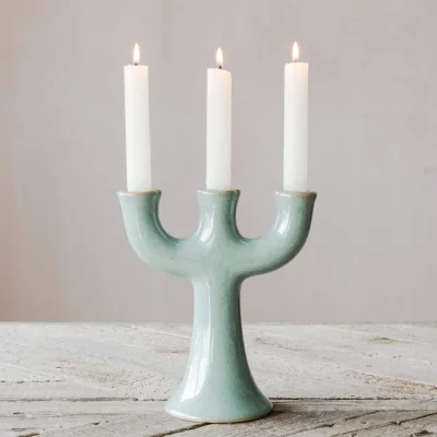 Graham & Green Green Stoneware Candle Holder