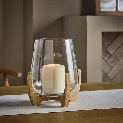 Habitat Habitat Small Hurricane Candle Holder with Wooden Legs